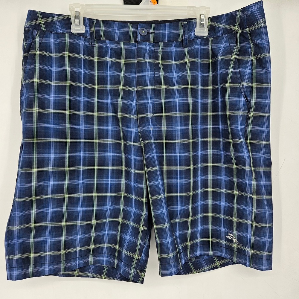 Tommy Bahama Shorts Mens 38 Plaid Casual Blue Black Preppy Casual FLAWS